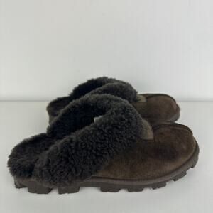 UGG Australia Womens Coquette Sheepskin Shearling Lined Brown Slipper Shoes US 5